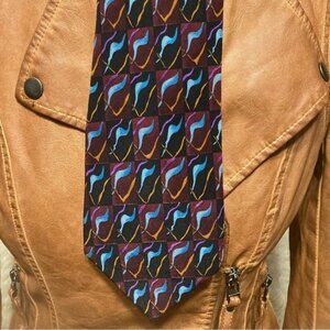 J. Garcia Silk Tie "Happy Birthday Collection Eight" VTG brown copper blue